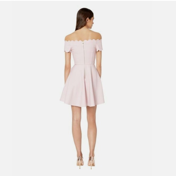NWT Ted Baker Dress Raspbery Bardot Skater  size:5,  light pink,  painted flower - Picture 6 of 11